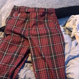 Dark red plaid pants